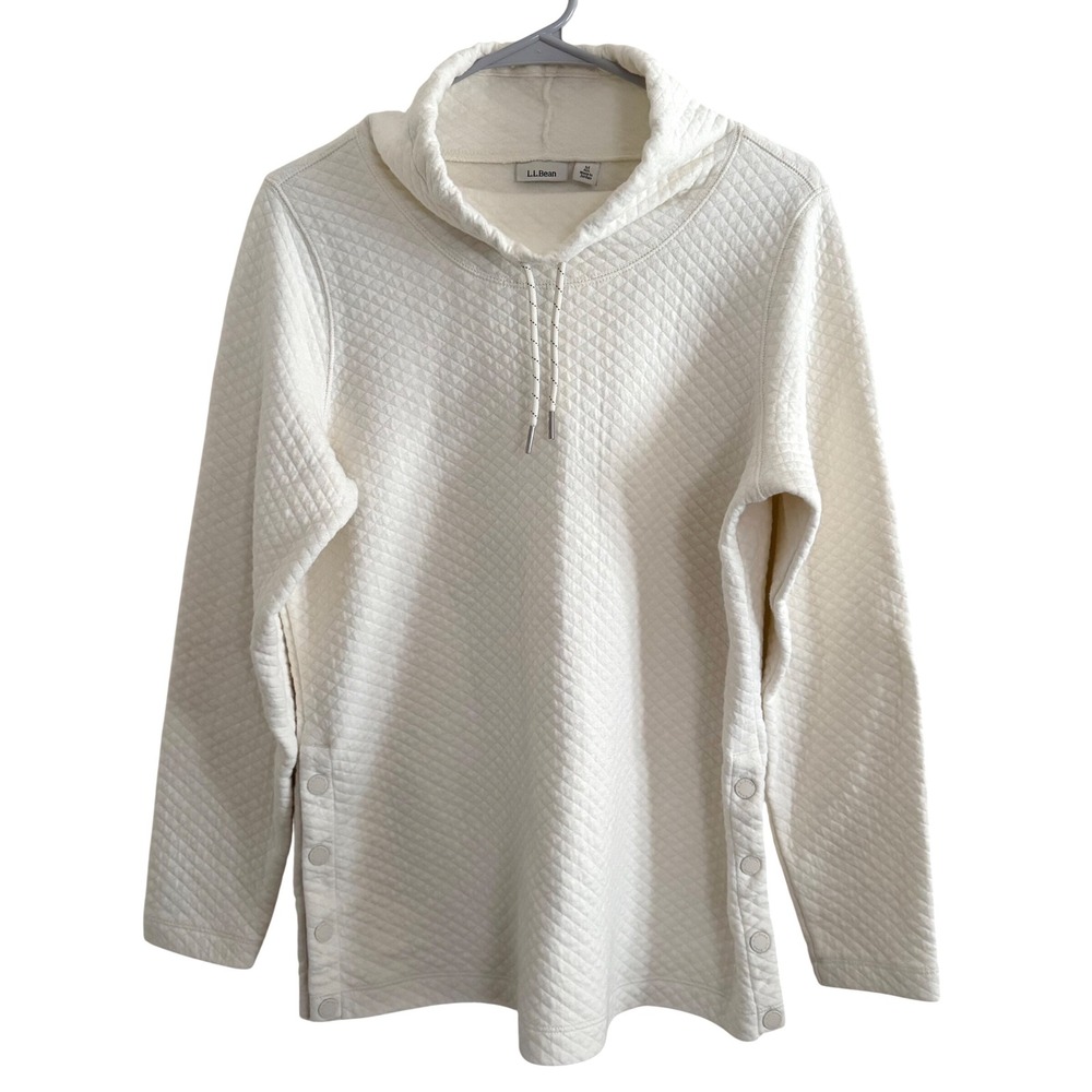 L.L.Bean Quilted‎ Knit Pullover Hoodie Ivory Medium